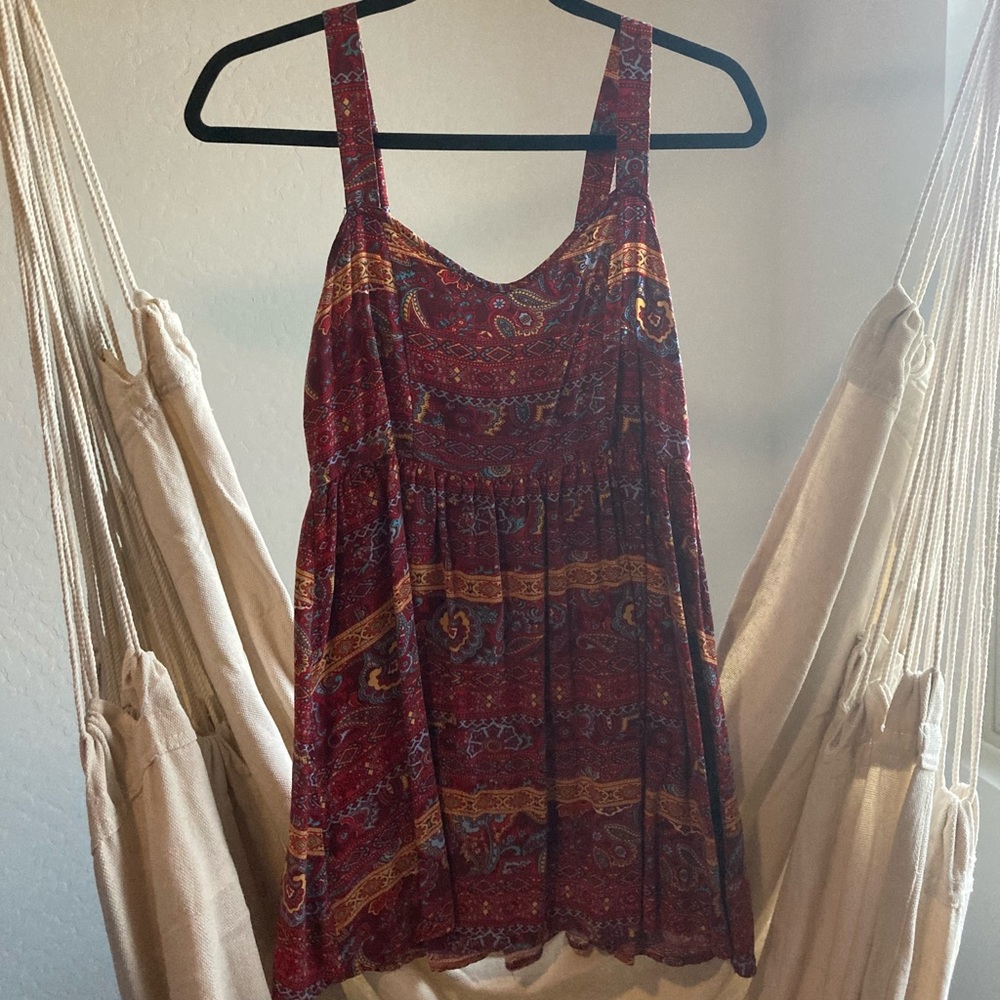 patterned red dress